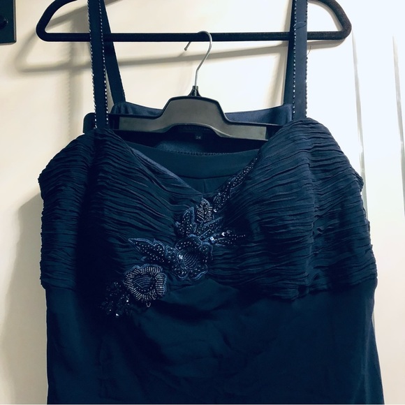 Plus Size 2X Two piece Navy Chiffon Embellished Pant Suit Formal Evening Party - Picture 12 of 14